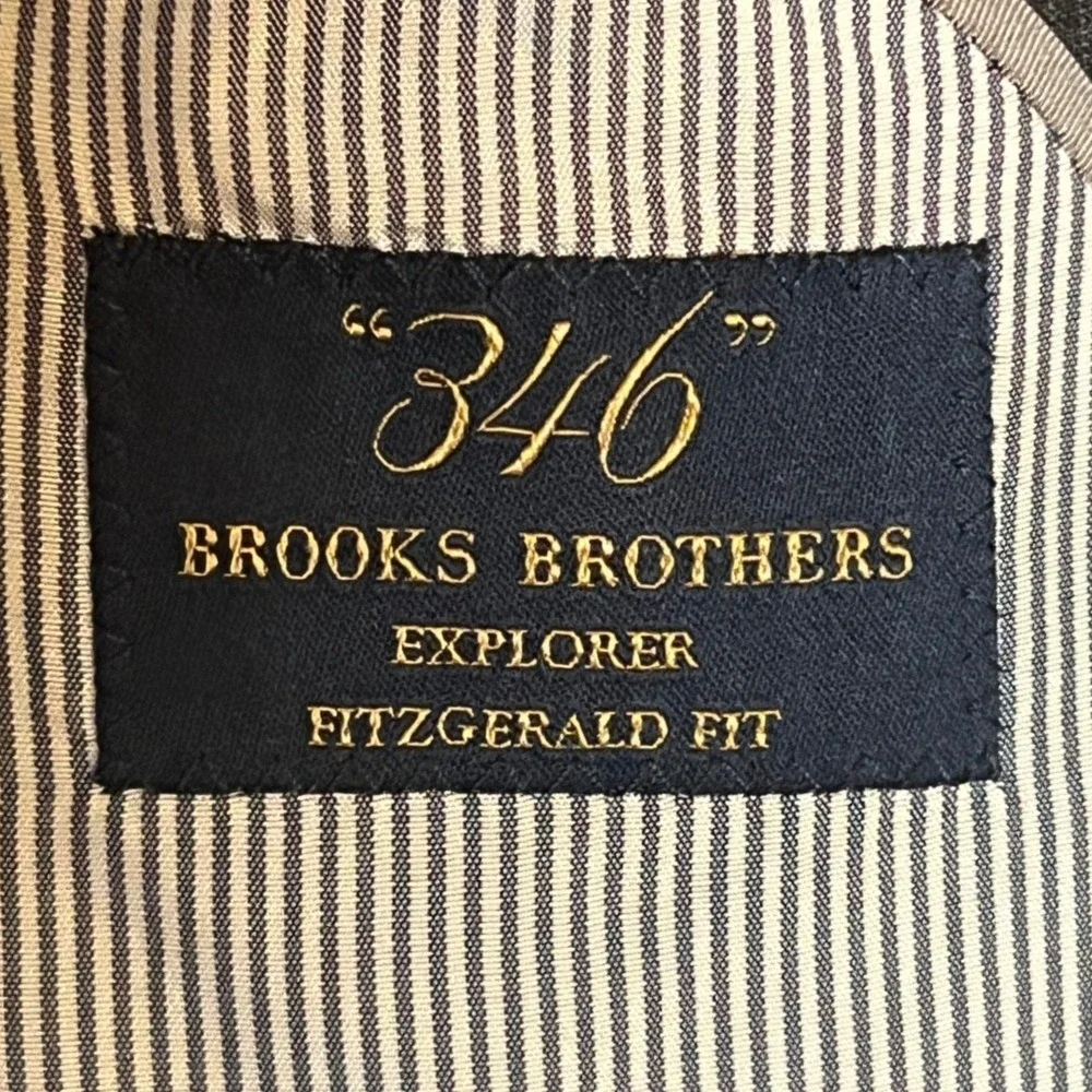 Brooks Brothers 346 Explorer Blazer Mens 41R Grey Fitzgerald Fit Glen Plaid Wool